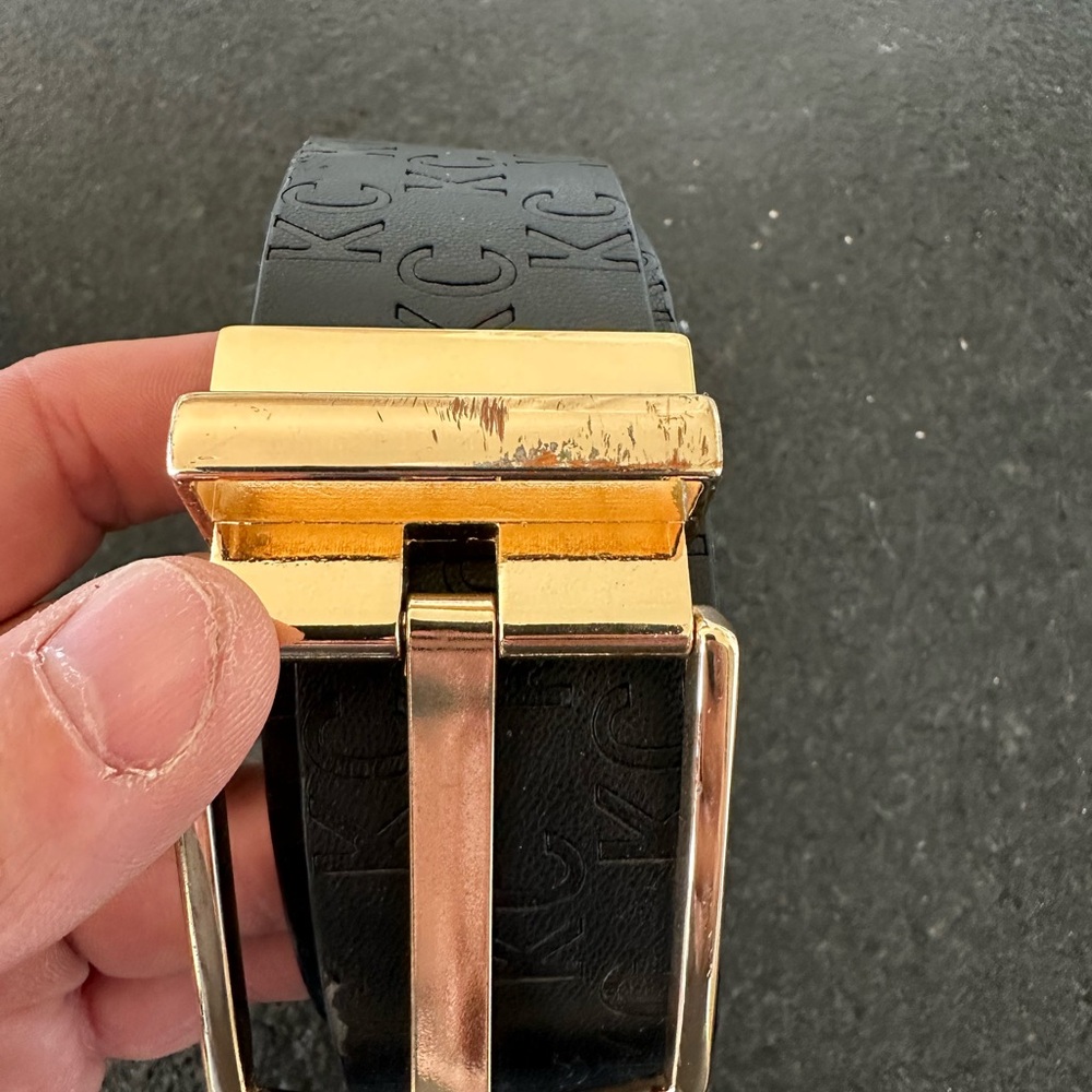 Kenneth Cole Black Belt with Gold Buckle